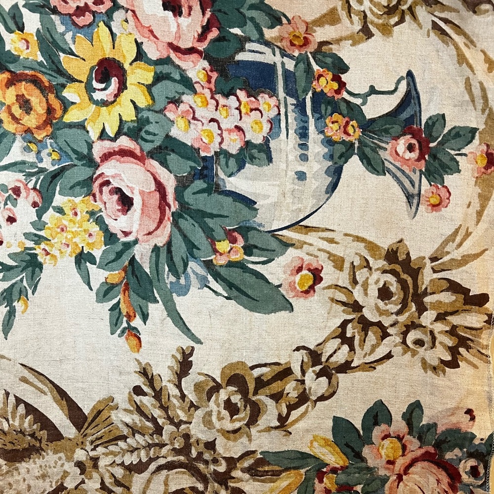 FLORAL PRINT VINTAGE LINEN TABLE RUNNER TABLECLOTH